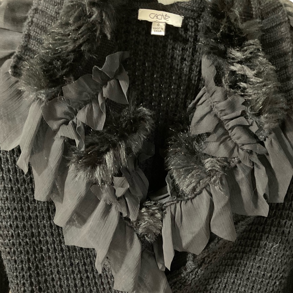 Cache Black Ruffled Cardigan - Picture 14 of 16